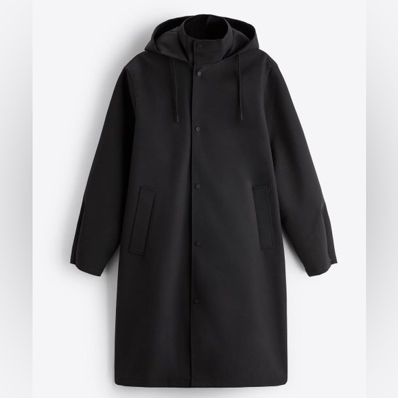Zara Technical Water Repellent Parka Black 8281/885 Men's - Picture 14 of 14